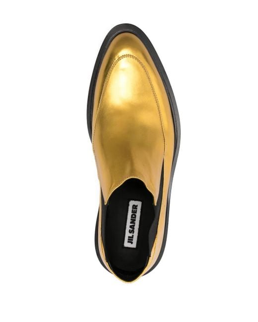 Jil Sander Yellow Lamé Loafers