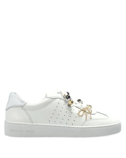 MICHAEL Michael Kors White Beaded-Bow Sneakers