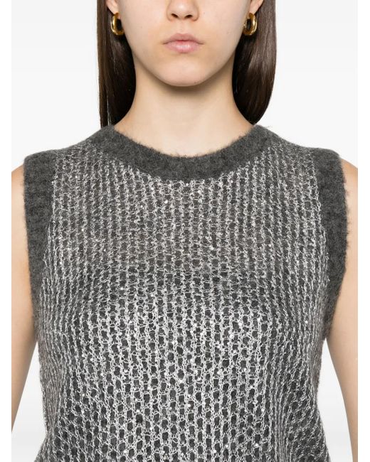 Herno メタリック ニットトップ Gray