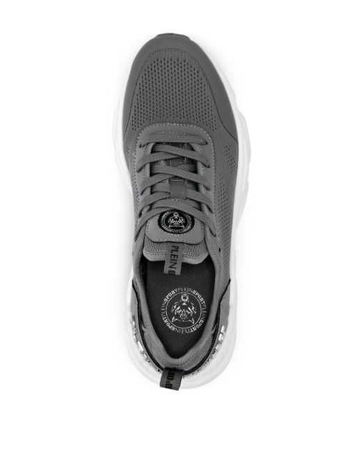 Philipp Plein Gray Logo-embellished Low-top Sneakers