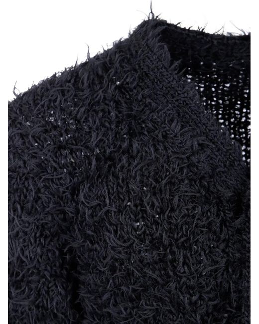 Sacai Blue Frayed-Hem Button Cardigan for men