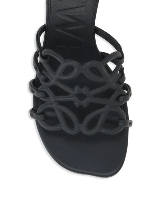 Loewe Black Petal Anagram Leather Sandals