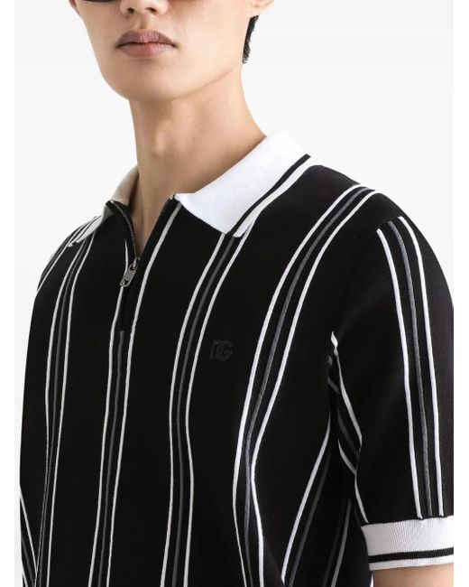 DOLCE & GABBANA ストライプポロシャツ メンズ Dolce & Gabbana ストライプ ポロシャツ ブラック | Lyst