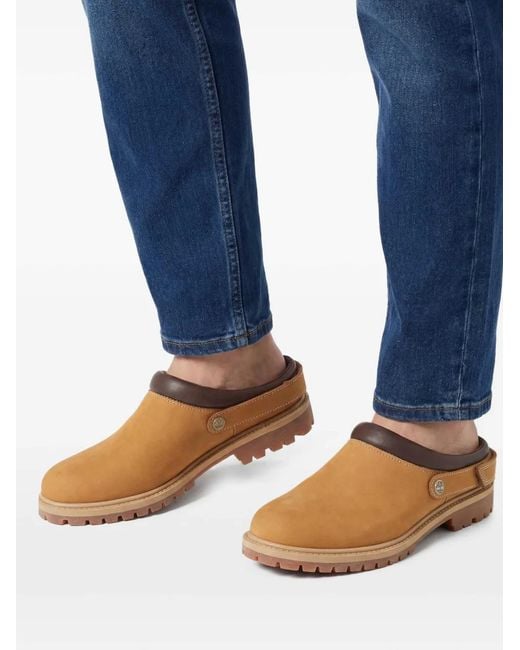 Timberland White Round Logo Mules
