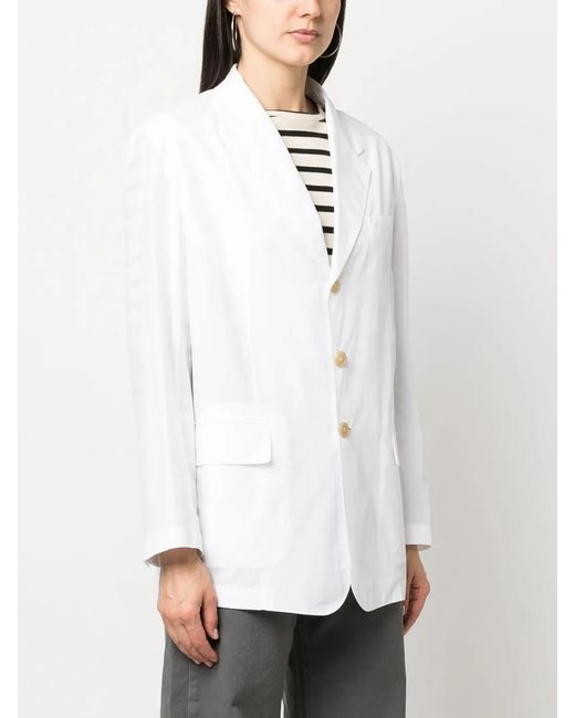 Low Classic White Single-Breasted Button Blazer