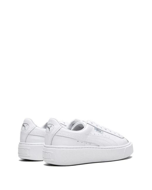 PUMA White Suede Platform Sneakers