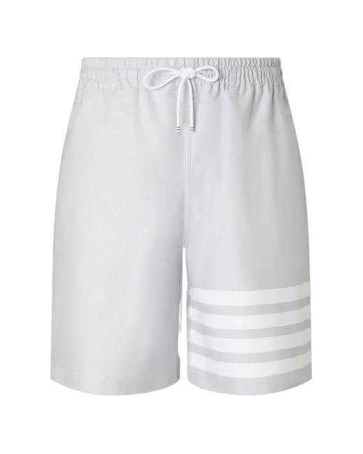 Thom Browne White Short De Rugby Oxford À 4 Bandes Signature for men