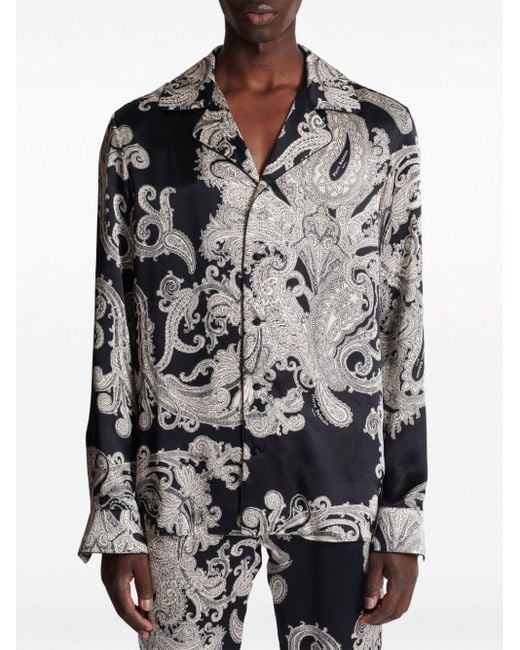 Balmain Overhemd Met Paisley-print in het Gray voor heren