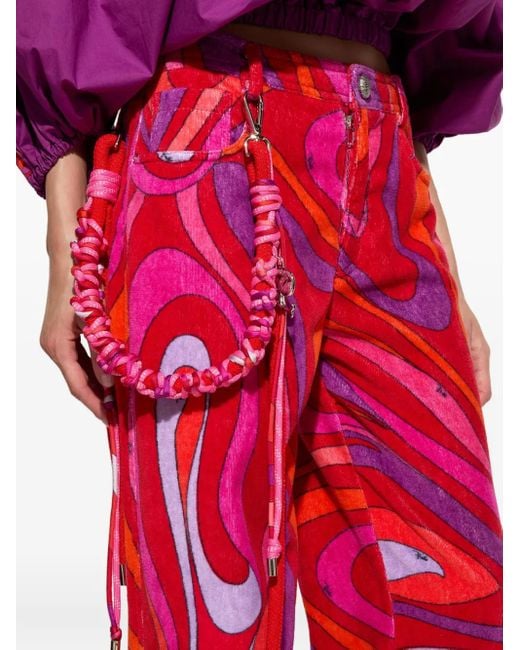 Emilio Pucci Red Braided Rope Belt