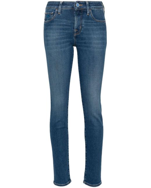 Logo-embroidered tapered jeans di Jacob Cohen in Blue