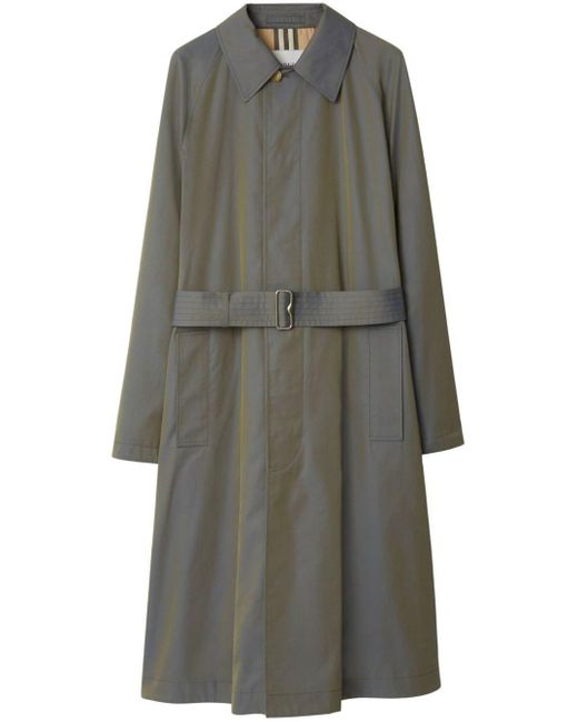 Burberry Gray Long Cotton Car Coat for men