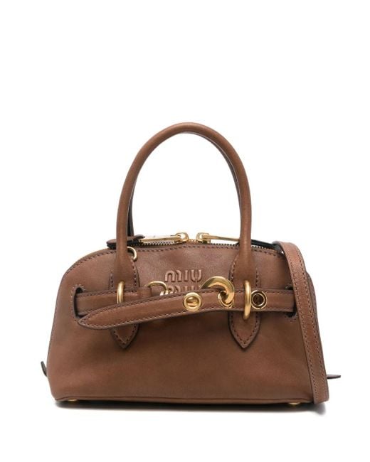 Miu Miu Brown Mini Adventure Tote Bag
