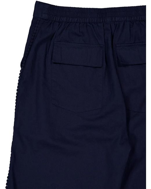 BAZISZT Blue Crochet-Trim Corniche Trousers for men