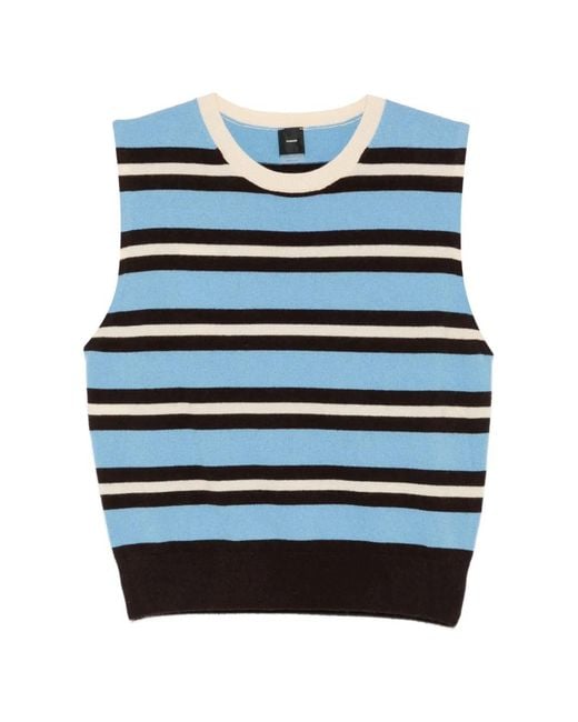 Top A Rayas Pinko de color Blue