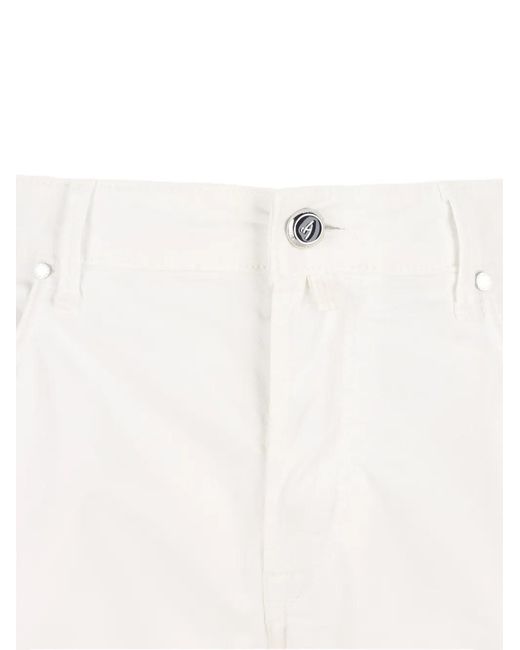 Hand Picked White Ravello Logo-Patch Jeans for men