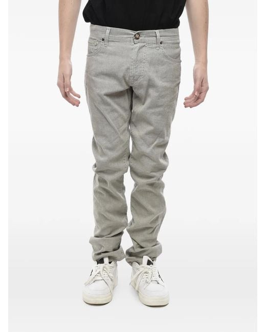 Corneliani Gray Ribbed Five-Pocket Trousers for men