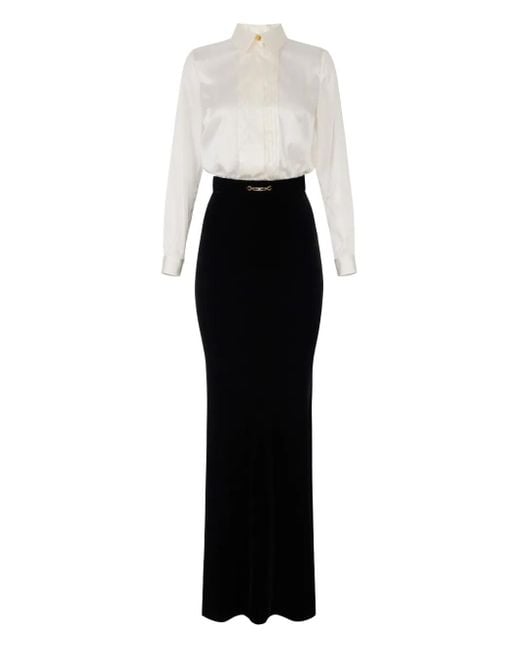 Vestido largo con pliegues Elisabetta Franchi de color Black