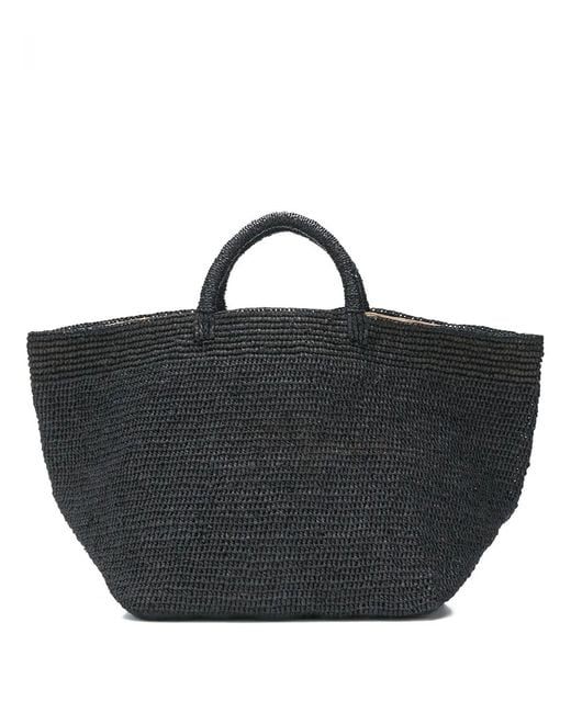 IBELIV Black Vanilla Raffia Tote Bag