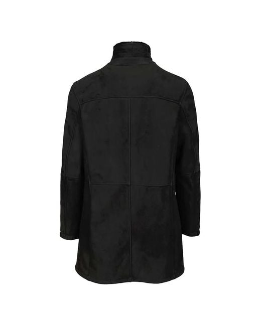 Al Duca D'aosta Black Shearling Button-Up Coat for men