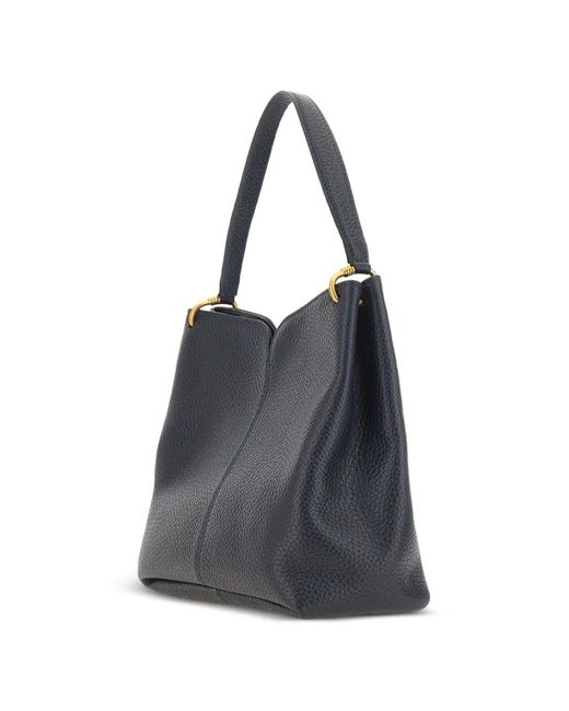 Gianni Chiarini Blue Sandra Grained Leather Shoulder Bag