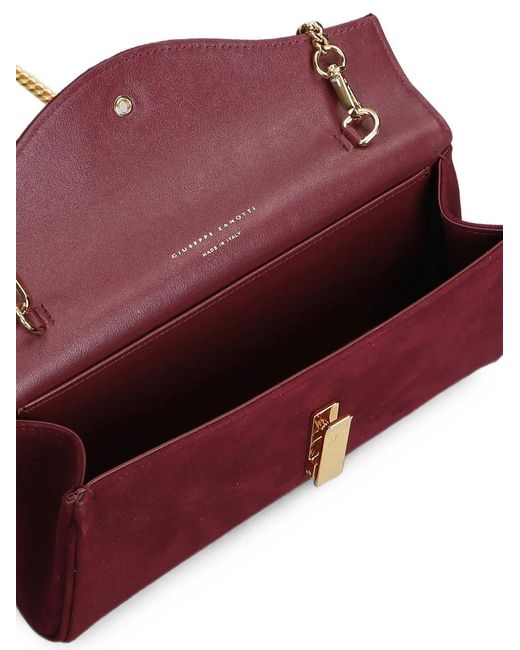Giuseppe Zanotti Purple Logo-Plaque Chain-Link Clutch Bag