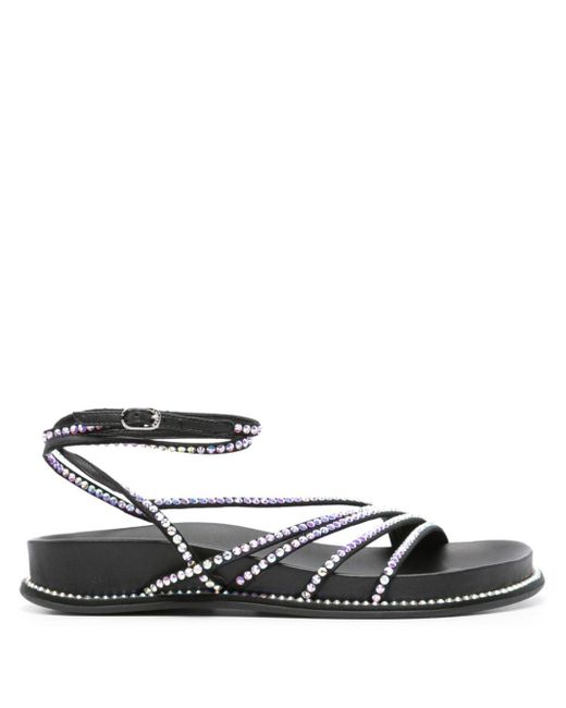Le Silla White Rhinestone-embellished Sandals