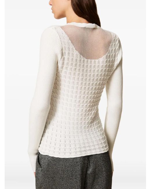 Twinset White See-Through Sweater