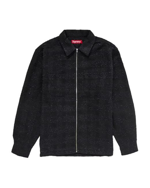 Supreme Bouclé Zip-Up Shirt in Black for Men | Lyst