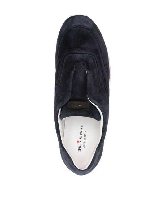 Kiton Blue Slip-on Suede Sneakers for men