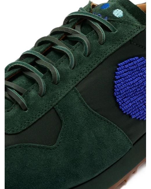 Blu Scarpa Green Suede Sneakers for men