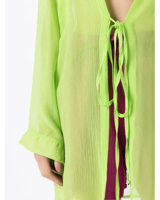 Amir Slama Green Tie-Front Silk Beach Cover-Up