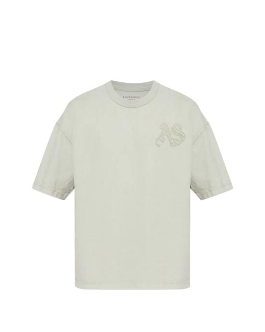 AllSaints White T-Shirt En Coton À Patch Logo for men