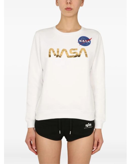Alpha Industries White Nasa-Logo Sweatshirt