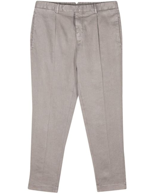 Dell'Oglio Gray Mid-waist Tapered Chino Trousers for men