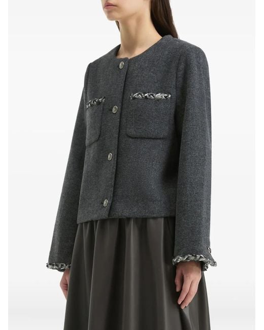 B+ AB Blue Braided-Trimmed Pocket Jacket
