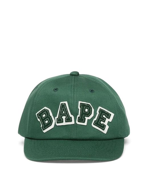 A Bathing Ape Green Patched-Panel Cotton Cap