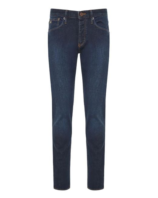 Emporio Armani Blue Logo-Patch Jeans for men