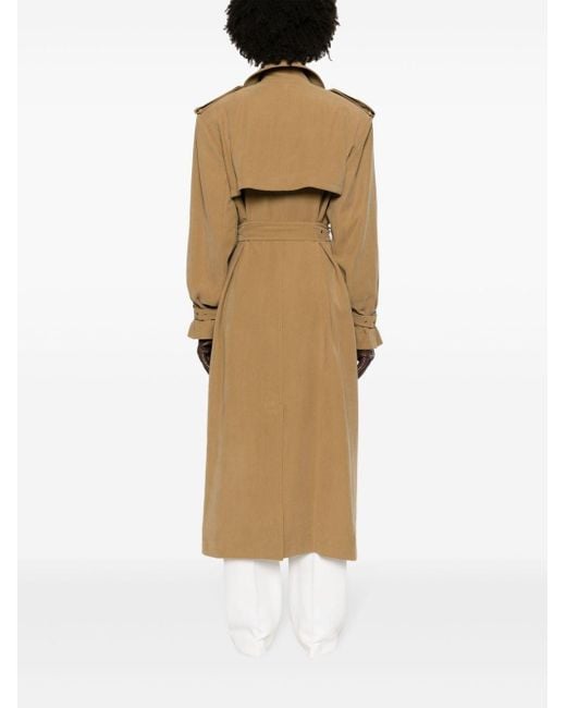 Saint Laurent Natural Double-Breasted Trench Coat