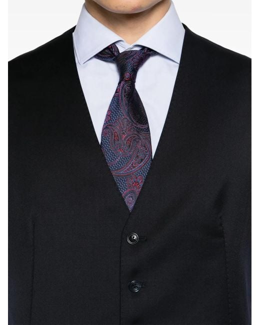 Tagliatore Black Panelled Virgin Wool Waistcoat for men