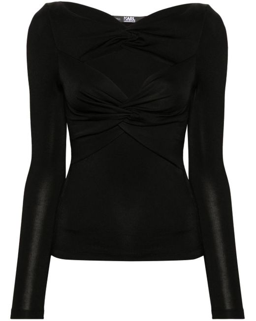 Karl Lagerfeld Black Twisted Cut-out Top