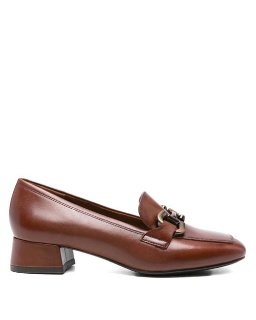 Tamaris Brown 35Mm Trotteurs Chain-Detail Block-Heel Loafers