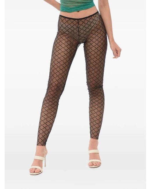 DSquared² Brown Sequin-Embroidered Mesh Tights