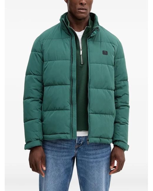 Trussardi Green Logo-Patch Puffer Jacket for men