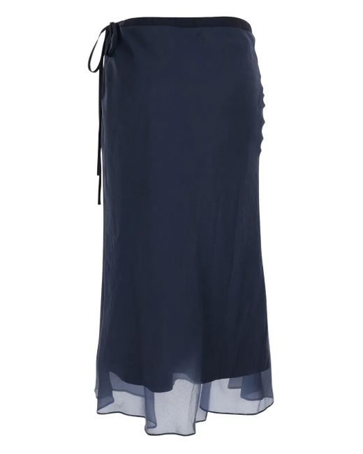 DUNST Blue Layered Satin Midi Skirt