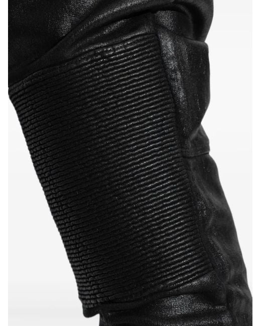 DSquared² Black Tapered Waxed Trousers for men