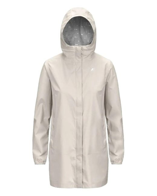 K-Way White Hooded Logo-Print Jacket