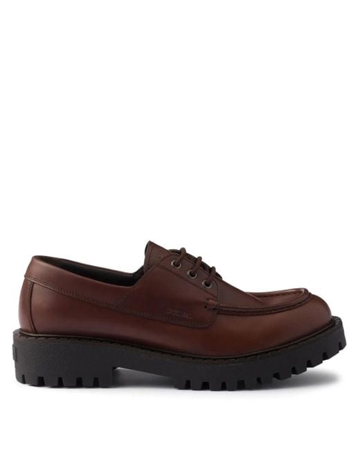 メンズ Prada レザー ダービーシューズ Brown