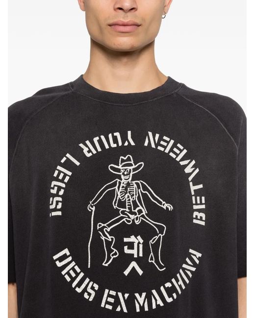 Deus Ex Machina Black Print-Detail Round-Neck T-Shirt for men