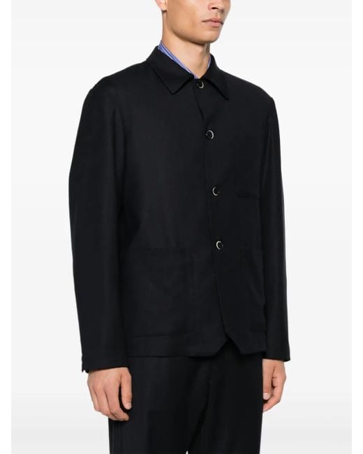 Barena Black Patch-Pocket Shirt Jacket for men