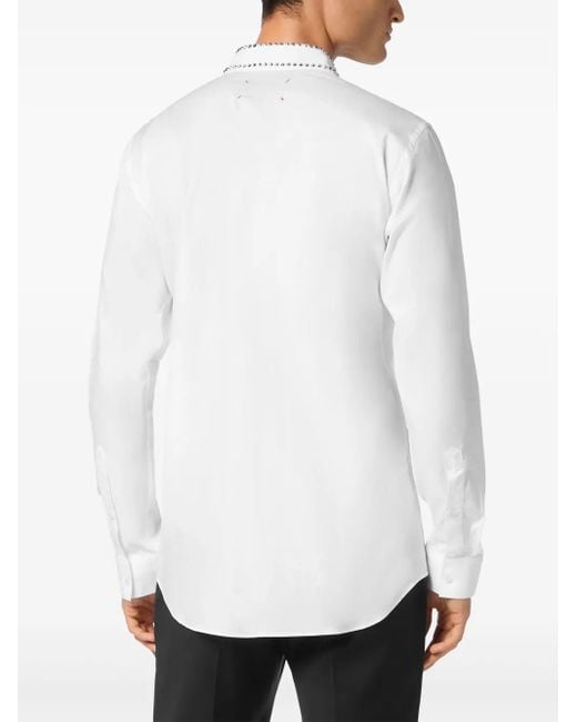 Philipp Plein White Shirt Sugar Daddy Cut Ls Studs for men